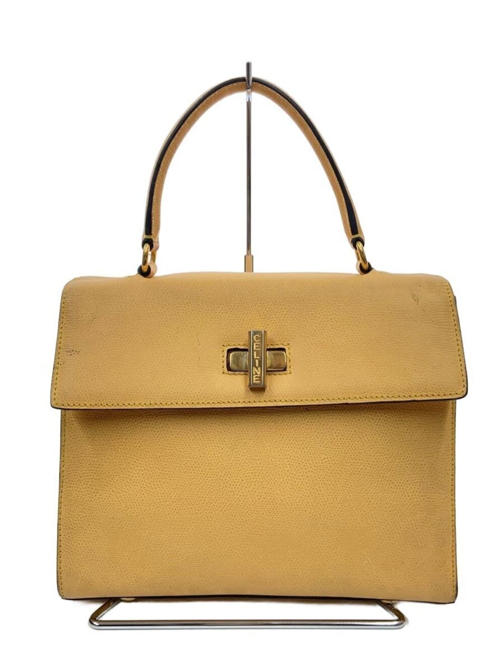 Celine Plate Turnlock 2way Shoulder Bag Leather Yellow